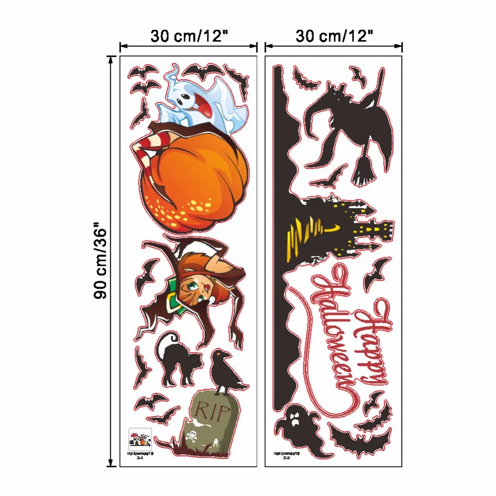 Happy Halloween Wall Stickers for Party Club Bar Living room Decor Removable Vinyl Lovely Witch Ghost Decals Art Murals dc5 | Дом и сад
