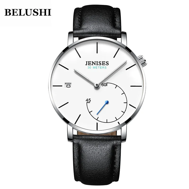 BELUSHI (jenises) мужские часы Лидирующий бренд модный кожаный ремешок