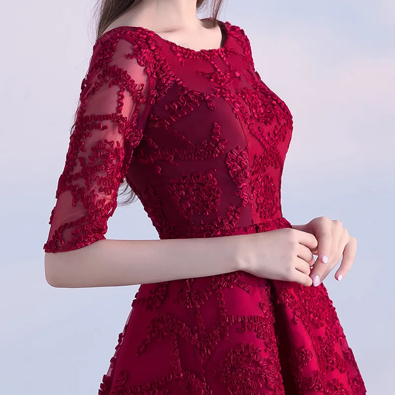 Robe De Soiree платье для выпускного вечера es High/LowVestidos Largos реальное фото Бордовое