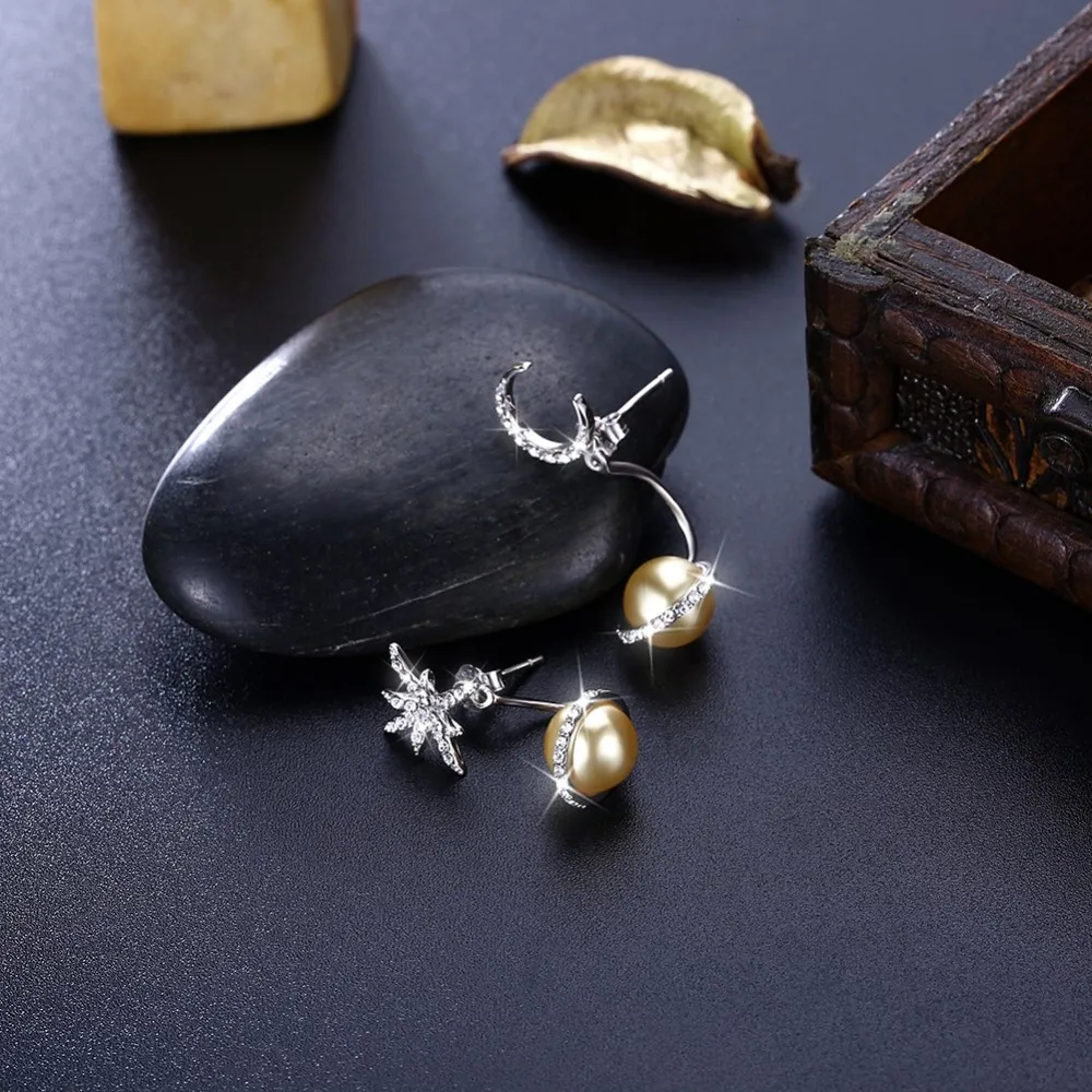 Женские серьги-гвоздики с кристаллами Swarovski LEKANI серьги жемчугом и звездой из