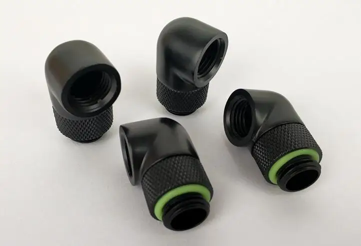 black 4pcs lot G1/4 ''90 градусов поворотный фитинг для жесткой трубки адаптер Поворот на 90 градусов воды адаптеры охлаждения 4 шт./лот или 6 шт./лот - Цвет лезвия: black 4pcs lot