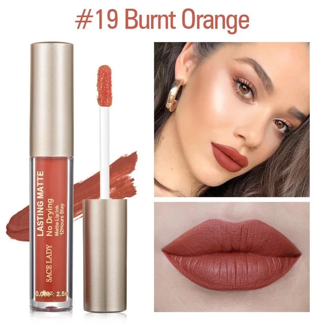 19 Bumt Orange SACE LADY бренд 23 Цвета жидкая помада макияж не сушильная матовая помада для губ долговременная помада телесный оттеночный блеск для губ натуральная косметика - Цвет: 19 Bumt Orange