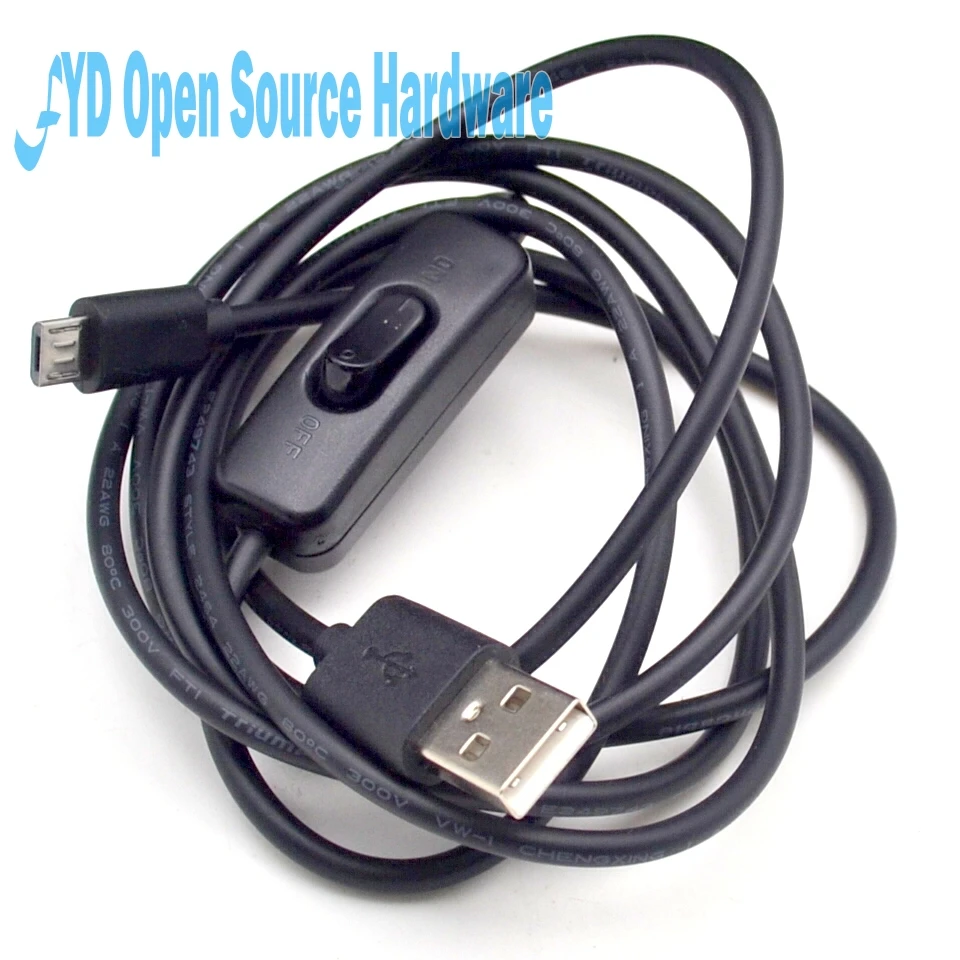 1 шт. Черный USB-кабель с переключателем ВКЛ./ВЫКЛ. переключатель питания для Raspberry Pi
