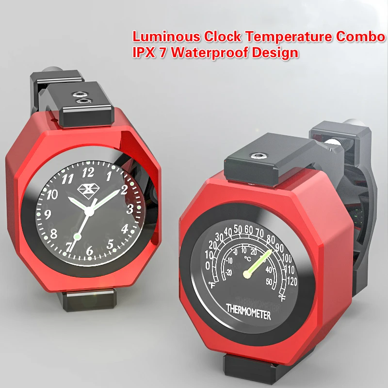 Мотоцикл Часы Температура Combo световой крепление Водонепроницаемый
