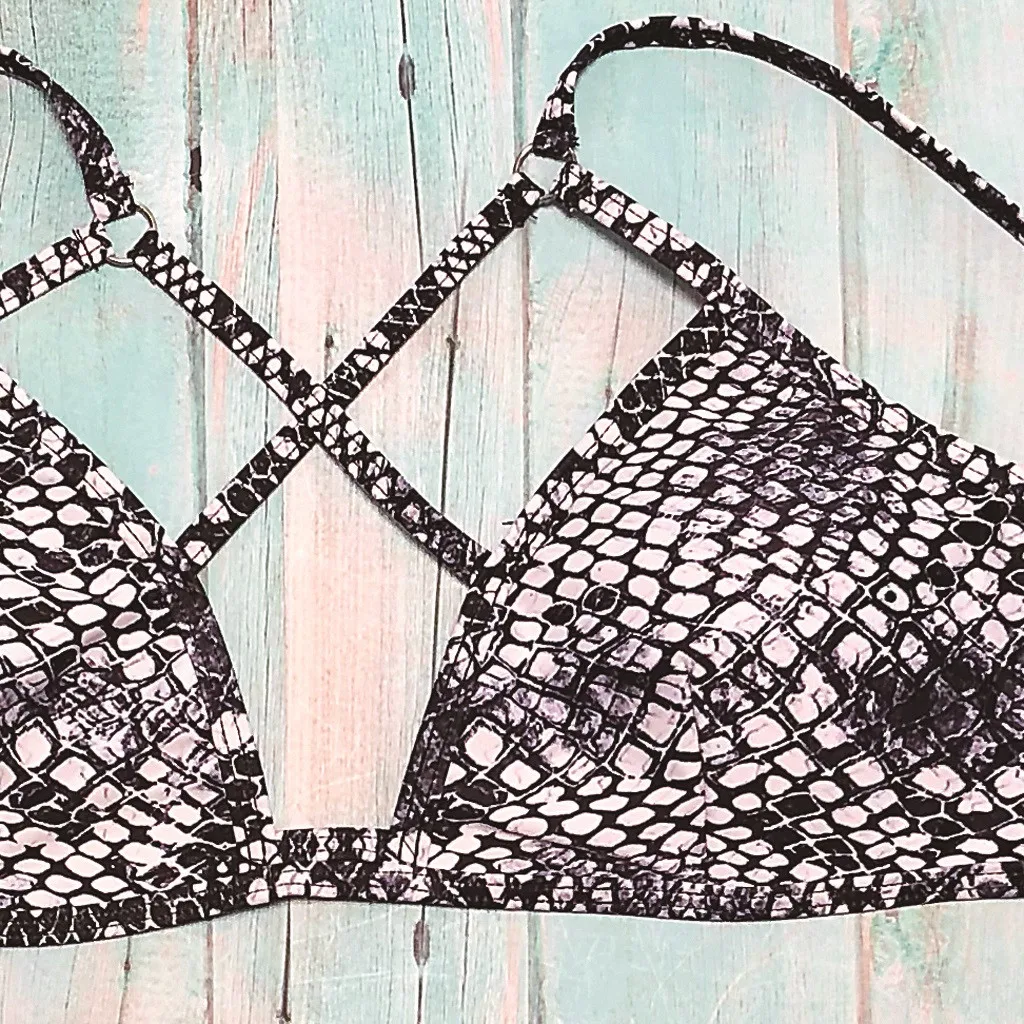 2019 женский модный сексуальный серпантин с принтом из двух частей купальник