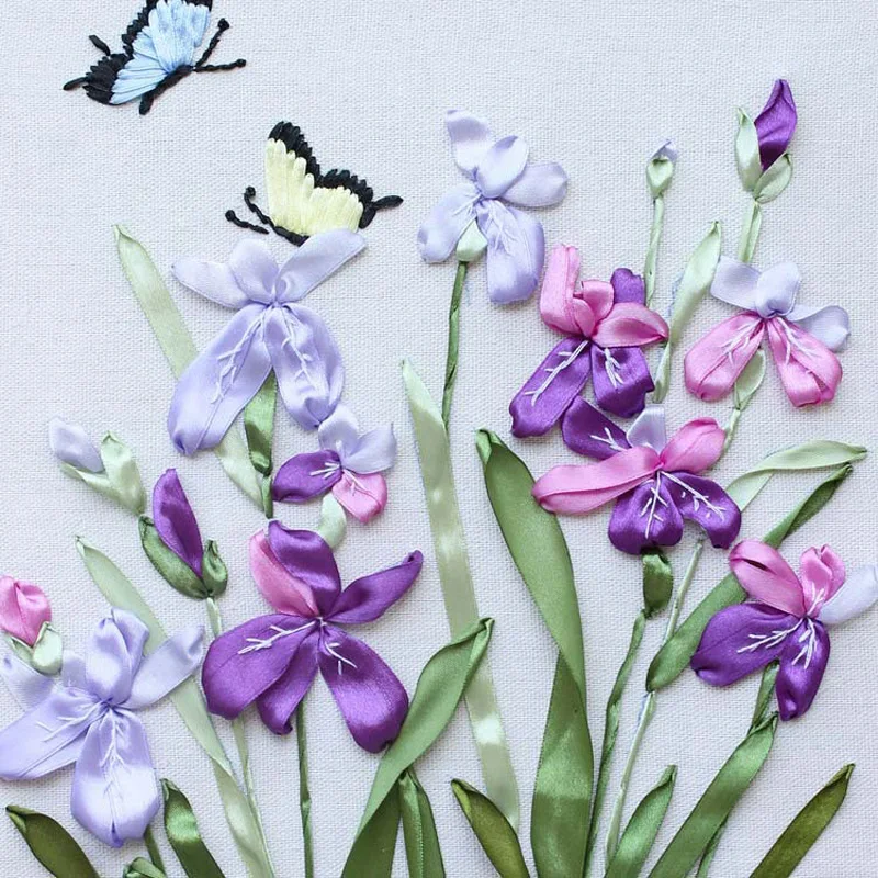 3D современная картина орхидеи сделай сам лента для вышивки набор рукоделия