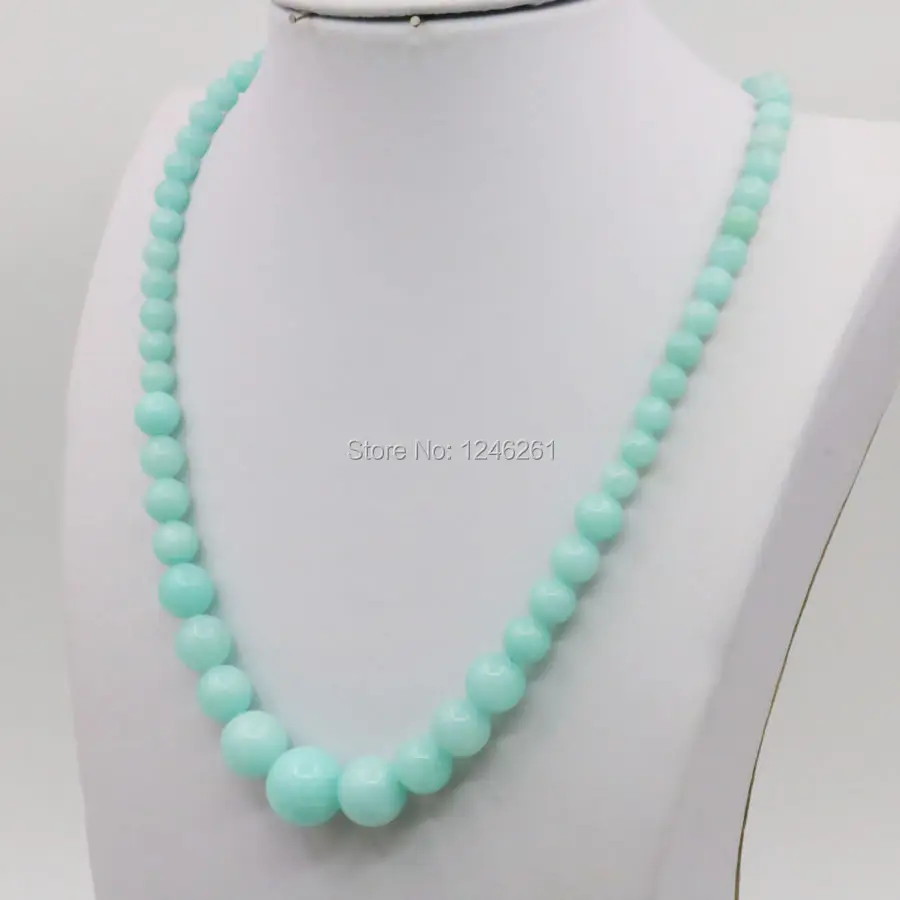 Ожерелье башня из голубого амазонита на удачу 6 14 мм цепь круглые бусины