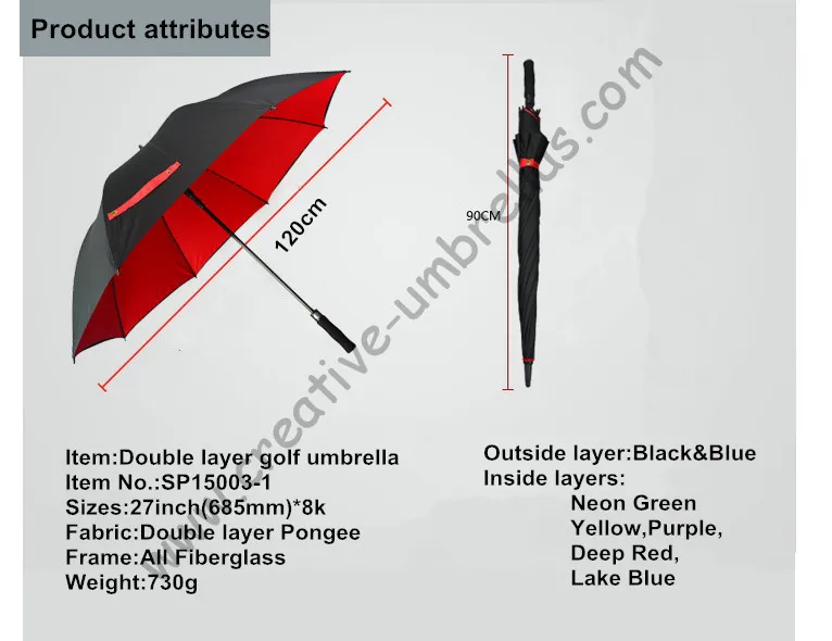 3 шт. двухслойные зонты для гольфа диаметром 130 см|auto open|fiberglass fiberglassauto s |
