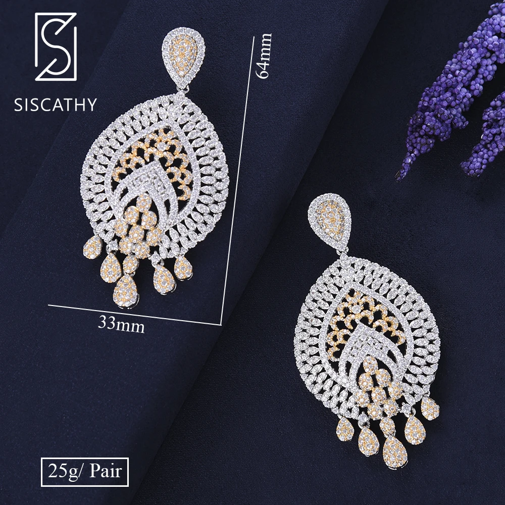 Siscathy 33*64 мм Роскошные полые серьги-капли модные ювелирные изделия кубическая