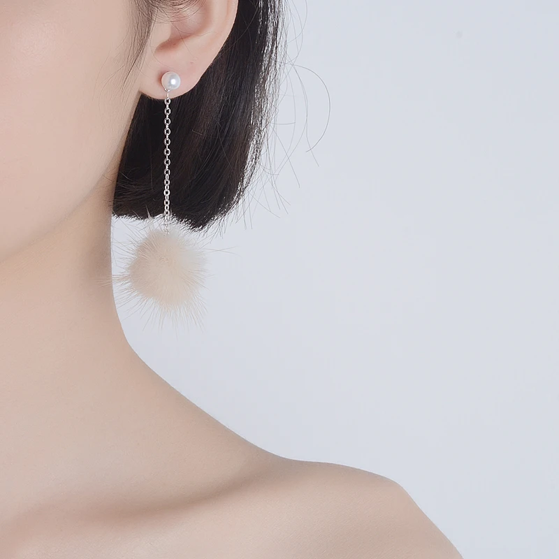 Женские серьги FINDYOU длинные подвески из меха норки с жемчугом прекрасный подарок