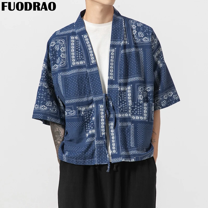 Мужская винтажная куртка FUODRAO пальто-кимоно в японском стиле Харадзюку