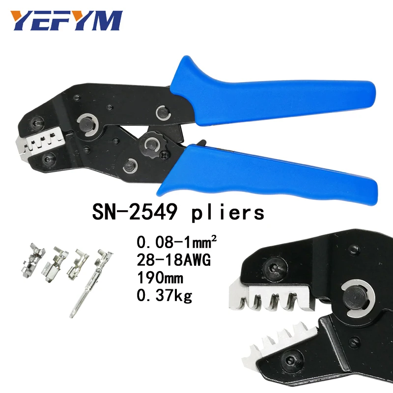 YEFYM SN-2549 0,08-1 мм2 обжимные плоскогубцы набор 8 челюстей для трубки/штепсельной пружины/изоляции/неизоляции большинства типов клемм инструменты - Цвет: SN-2549