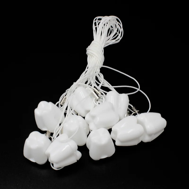 10pcs White 10 шт./лот, детская пластиковая мини-коробка-органайзер для зубов с струной, коробочка для молочных зубов, чехол для зубных зубов, подарок - Color: 10pcs White