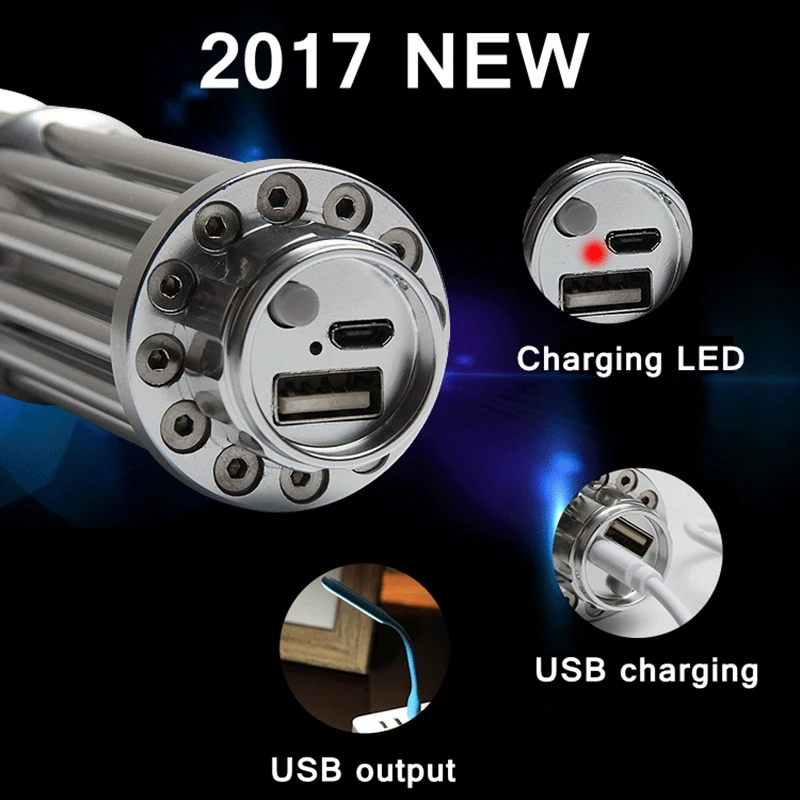 ReadStar 017 USB высокая яркость Синяя лазерная указка ручка зарядка батарея установлен