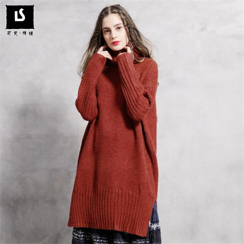 

Свитер женский шерстяной, с высоким воротником и длинным рукавом, свободный, плотный, теплый, большого размера, весна-зима, 2020