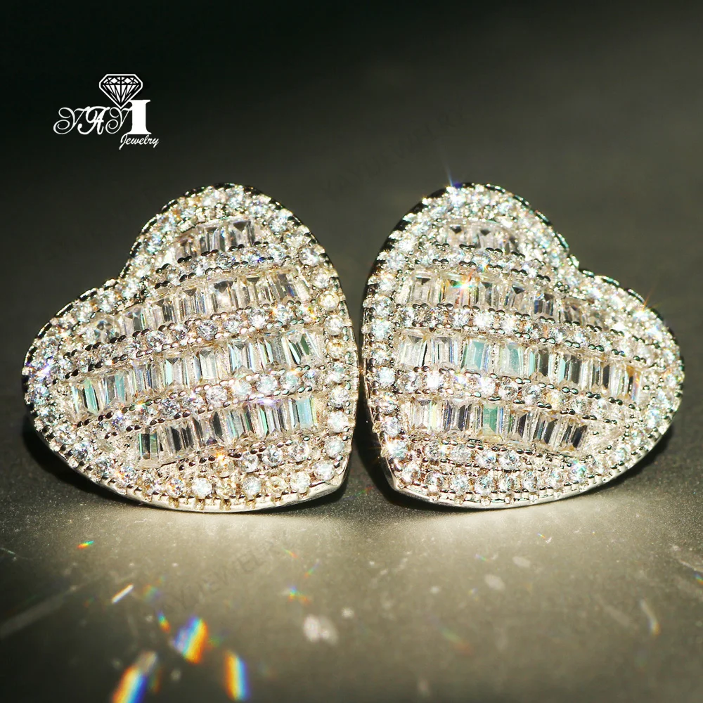 Ювелирные изделия YaYI Мода Принцесса 12CT серебро белый циркон Цвет Длинные серьги
