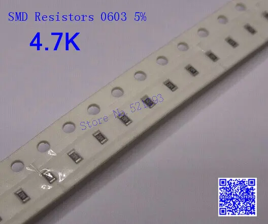 Чип резисторы 0603 4 7 K Ом 5% SMD 1/10 Вт 500 шт./лот|smd resistor|resistor 0603chip resistors |