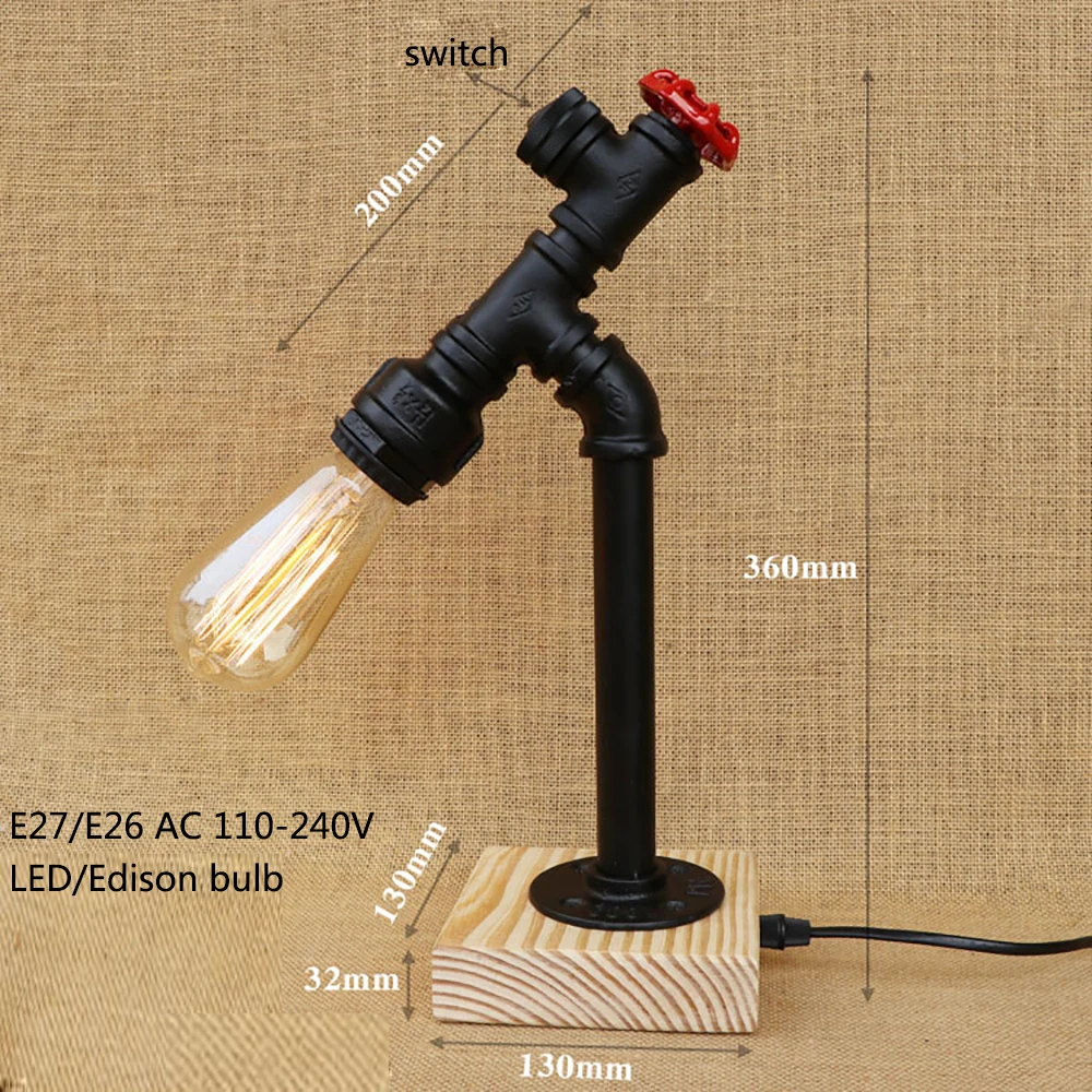 Винтажная черная мастерская в стиле ретро настольная лампа стимпанк с