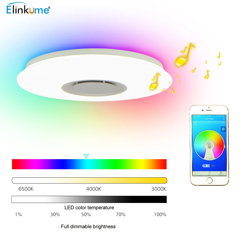 Современные светодиодные потолочные лампы Bluetooth Музыка свет RGB затемнения 36 Вт