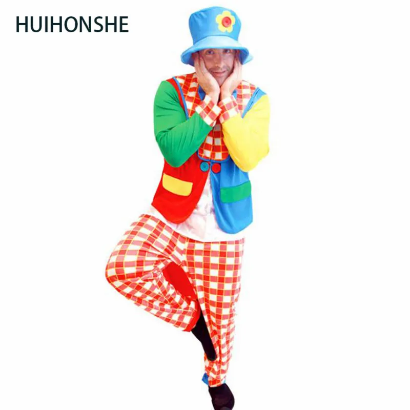 Костюм клоуна на Хэллоуин для взрослых костюм маскарадный Забавный в полоску +