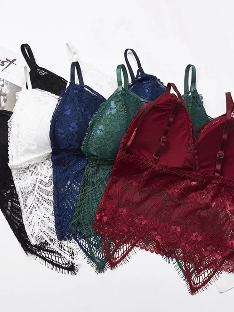 Женский кружевной связанный крючком бюстгальтер сексуальный v образный вырез