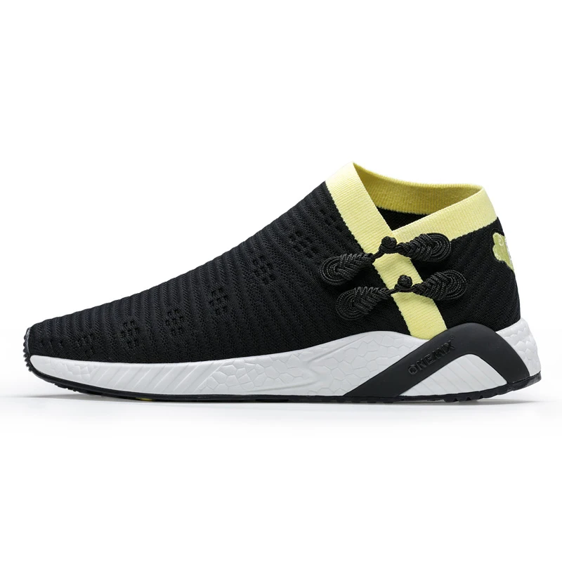 Black Yellow M W ONEMIX носки Спортивная обувь для мужчин светильник крутые дышащие кроссовки трикотажные вамп Прочная резиновая подошва носки-lik кроссовки 1253 - Цвет: Black Yellow M W