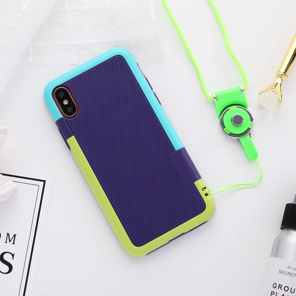 Для iphone X чехол для iphone 7/plus двойной цвет Ударопрочный силиконовый+ PC ударопрочный чехол для задней крышки для Apple iphone 6 6splus веревка