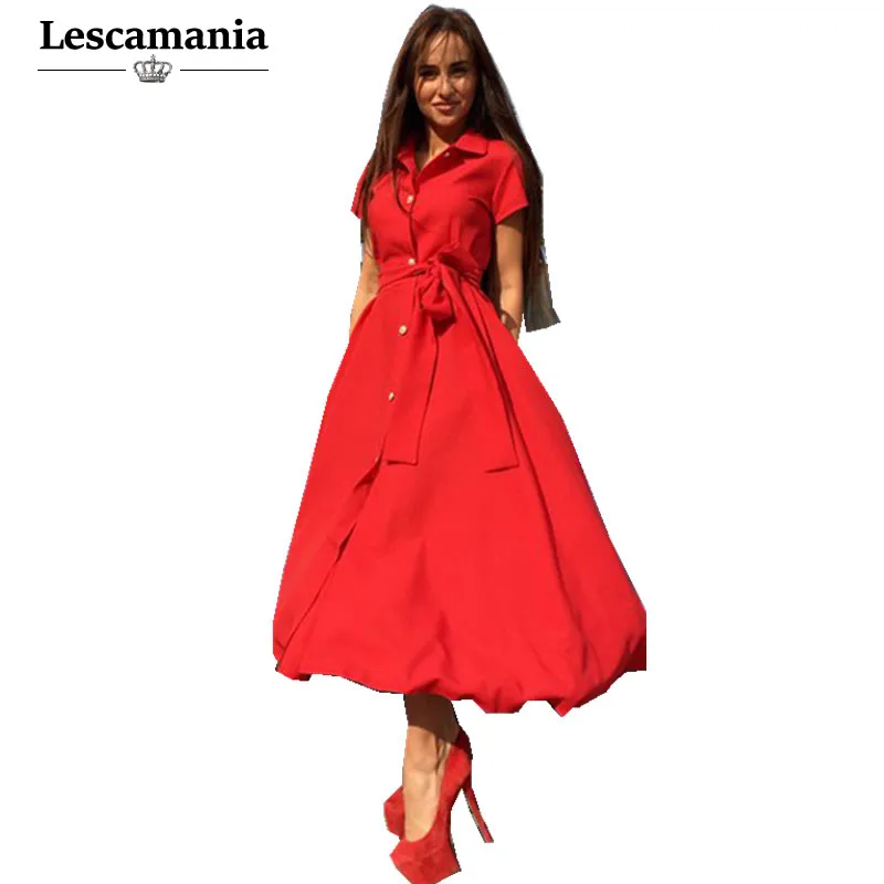 Lescamania лето осень женщины моды случайные старинные чешские a line dress твердые пояса