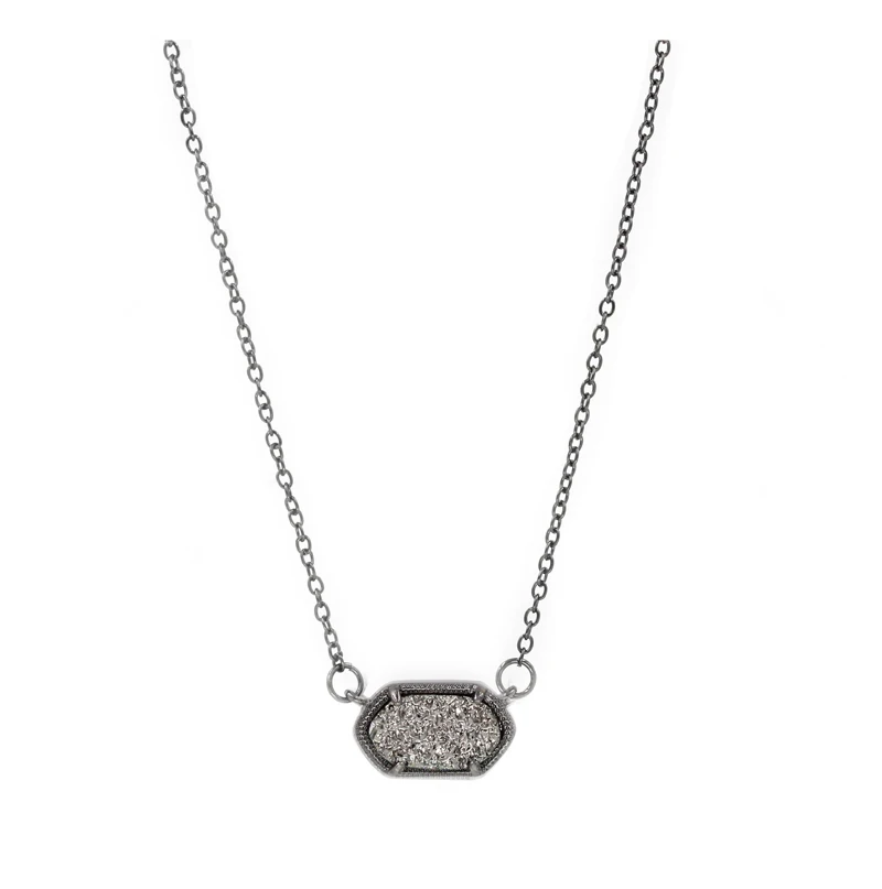 Light gray Маленькая розовая, золотая, овальная Druzy Геометрическая подвеска ожерелье для женщин - Окраска металла: Light gray
