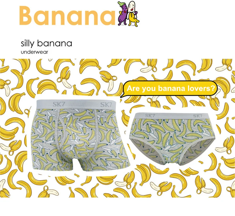 Banana Lovers нижнее белье хлопок брюки для мужчин и женщин мужские боксеры женские трусики пара трусов подарок на Рождество ко Дню Святого Валентина