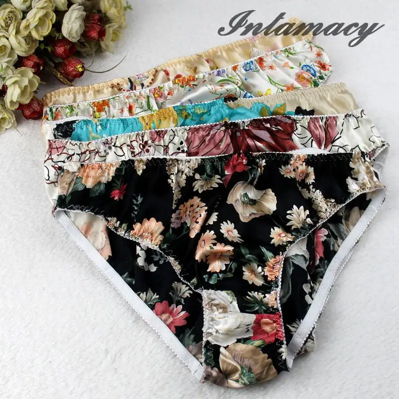 Шелковое нижнее белье больших размеров трусы из 100% шелка и атласа с принтом на