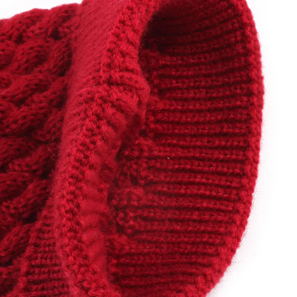 

Newborn Winter Kids Baby Warm Hat Knitted Wool Girls Boys Hemming Crochet Ski Caps