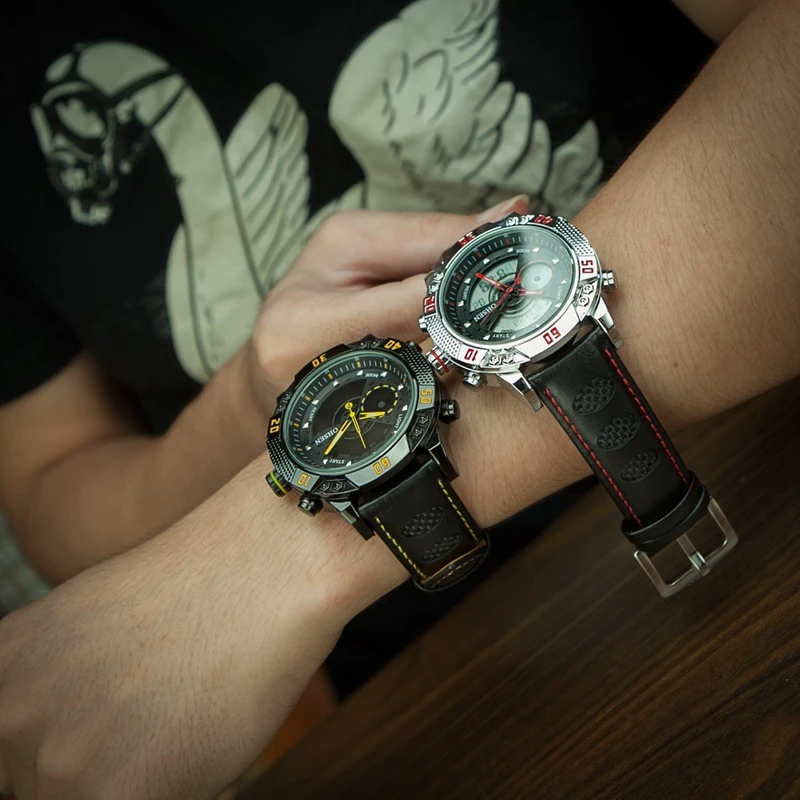 Weide 3401 мужские стильные повседневные кварцевые цифровые светодиодные наручные часы Relogio Masculino, водостойкие часы Relogio для дайвинга