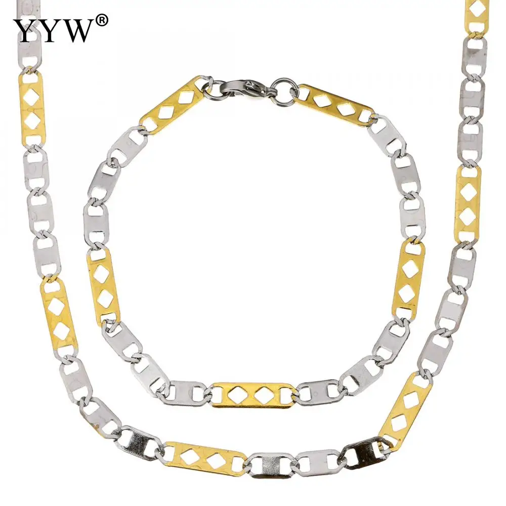 Элегантное ожерелье из нержавеющей стали 316L Mariner Chain& Bracelet для мужчин и женщин наборы из нержавеющей стали модные ювелирные изделия подарок - Окраска металла: two-tone