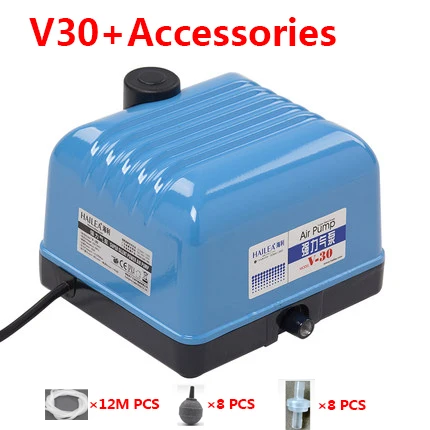 HAILEA V-30 25 Вт атмосферный немой мощный кислородный насос аэрационный насос аквариум для рыб Пруд кислородный аквариум плюс кислород - Цвет: V30 Accessories