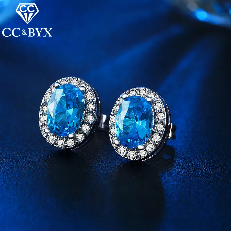 Женские серьги гвоздики с синим камнем CCE047|fashion stud earrings|stud earringsstone earrings |