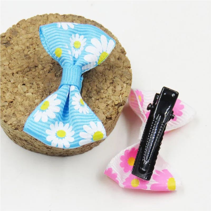 2 шт./лот заколка для волос с милыми солнечными цветами и маленьким бантом девочек