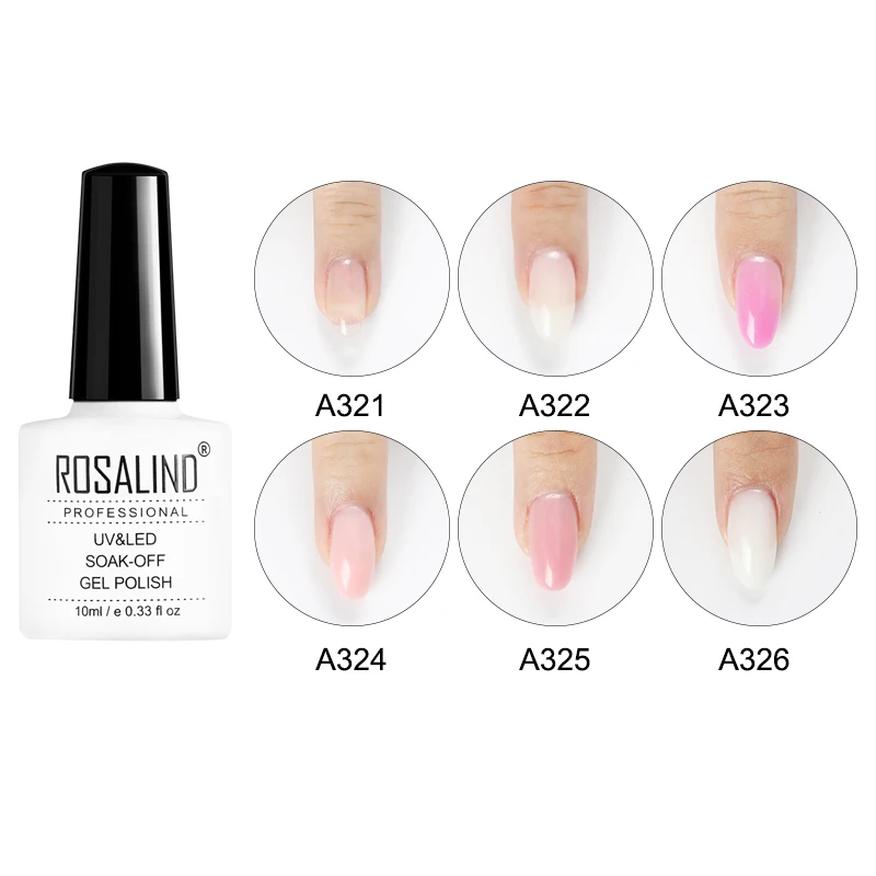 Комплект гель лака ROSALIND из стекловолокна для наращивания ногтей комплект 10/20 шт.