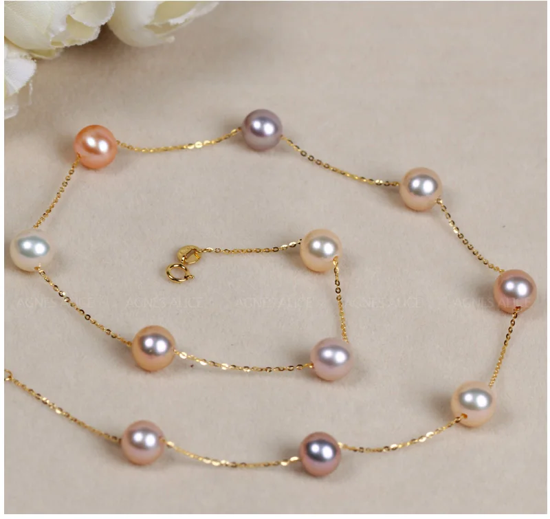 Жемчужное ожерелье с кулоном, 18k чистого золота, подарок для девушек и женщин, натуральный жемчуг, сплошное ожерелье, супер новинка, модные партии оптом скидка