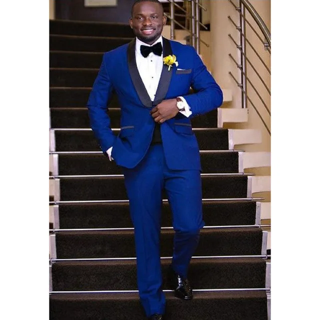 

Custom 3 Pieces Royal Blue Wedding Suits For Men Slim Fit Tuxedo Prom Groom Suit Party Business Prom Custom Made Suits