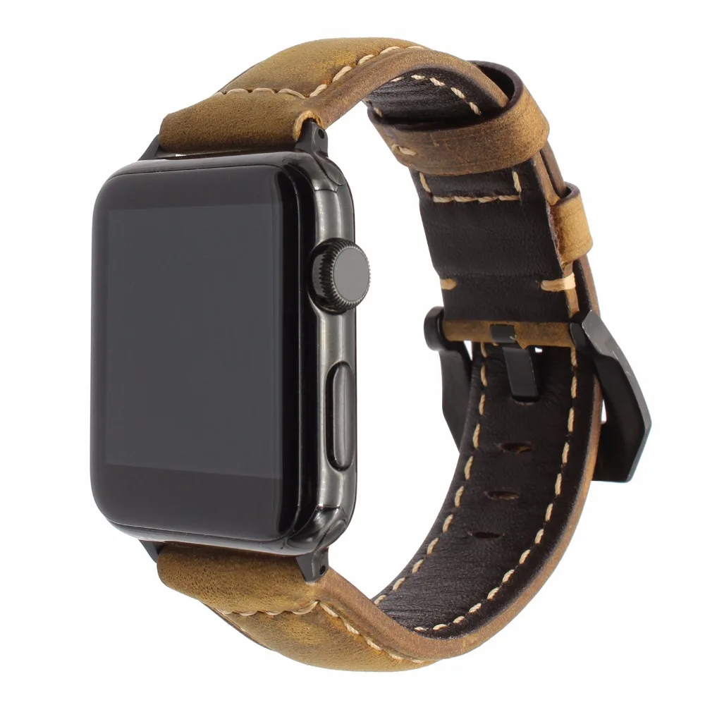 Французский ремешок из натуральной кожи для iWatch Apple Watch 38 мм 42 мм серия 1 2 3 старинный ремешок из нержавеющей стали с пряжкой на запястье