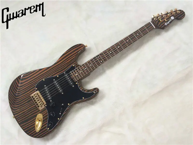 Электрогитара/гитара Gwarem/корпус и шея zebravwood/с золотой аппаратной гитарой в Китае
