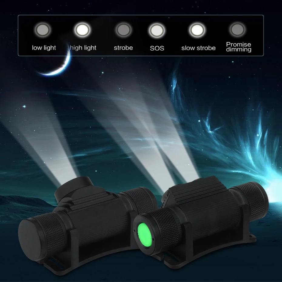 Светодиодный налобный фонарь перезаряжаемый 18650 7 Вт 10 лм для охоты T6