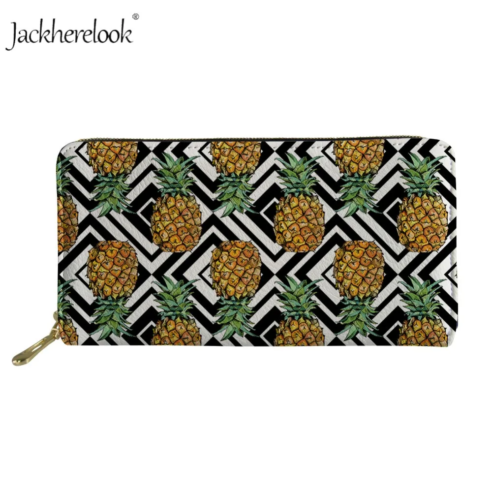 Модные женские длинные кошельки Jackherelook из искусственной кожи с принтом ананаса