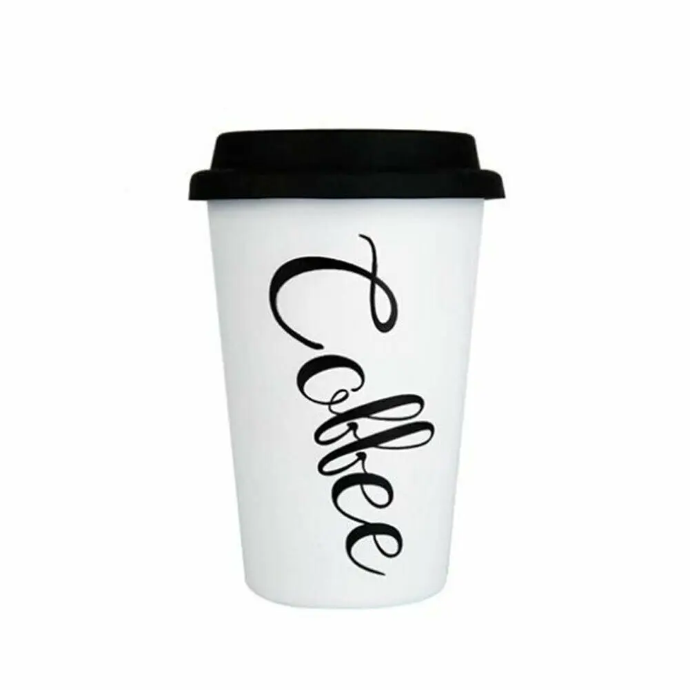 Style 2 White Многоразовые керамические кружки для путешествий с силиконовой крышкой, чашки из костяного фарфора, кружка для путешествий, чая, кофе, портативные чашки - Цвет: Style 2 White