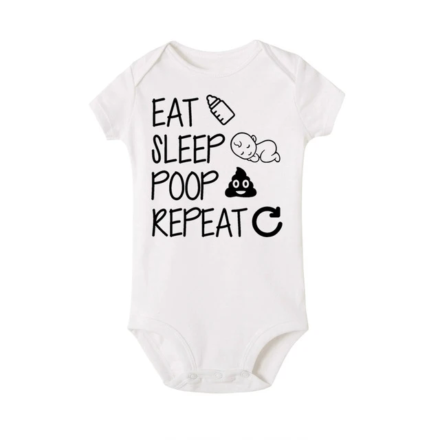 Eat Sleep Poop Повтор младенческой новорожденных ползунки лето для маленьких