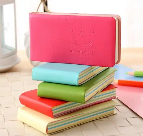 Smiling face notebook notebook sub-Korean creative stationery shop bar color pages mini handheld easy to carry