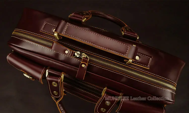 New 2018 Luxury Genuine Leather men briefcase business bag tote men's leather briefcase shoulder bag 15