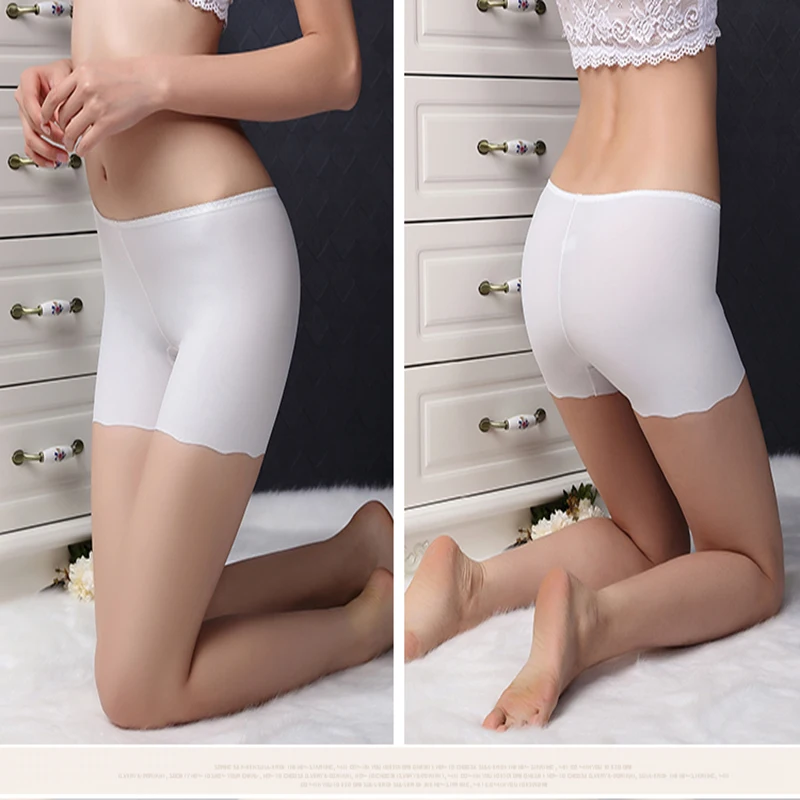 

3 color plus size safety short pants ice silk seamless high waist white black skin breathable short pants 3 pcs set 205