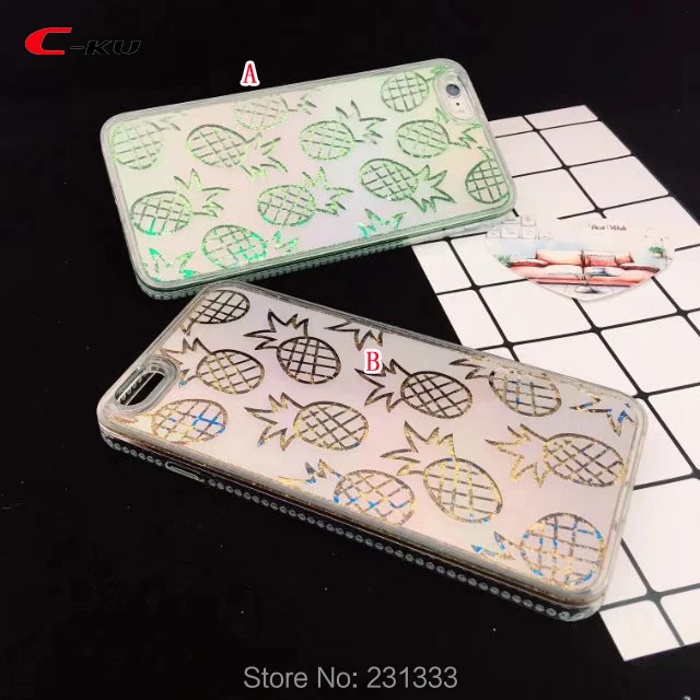 C ku для Iphone X 8 7 Plus I7 6 6S I6 IphoneX алмазное блестящее лазерное покрытие мягкий TPU PC